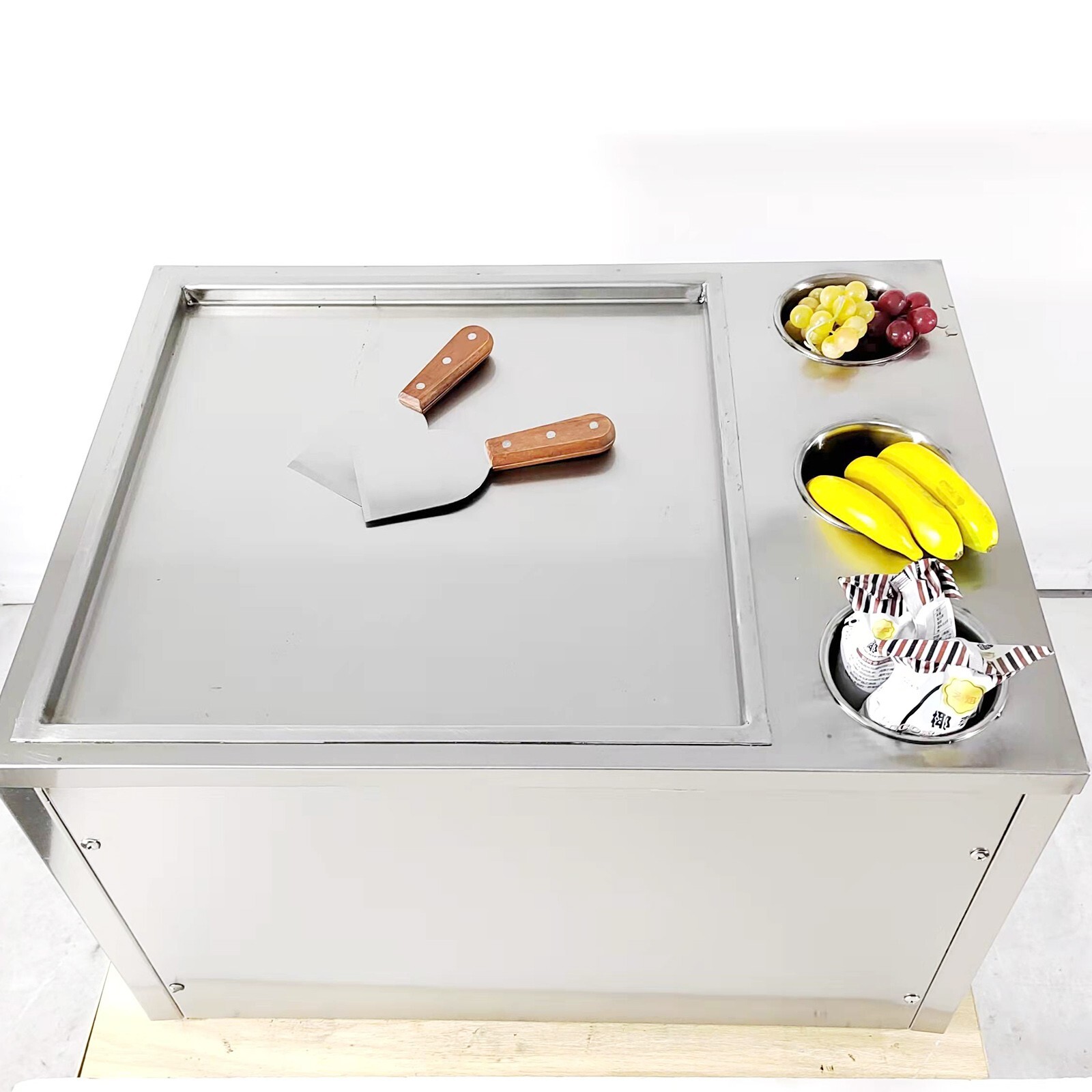 Kolice commercial 45x45cm fry ice cream machine, single square ice pan – 3 tank