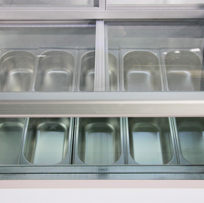 220V Ice Cream Cabinet Refrigerator Showcase Gelato Freezer 10 Pan w/LED Light
