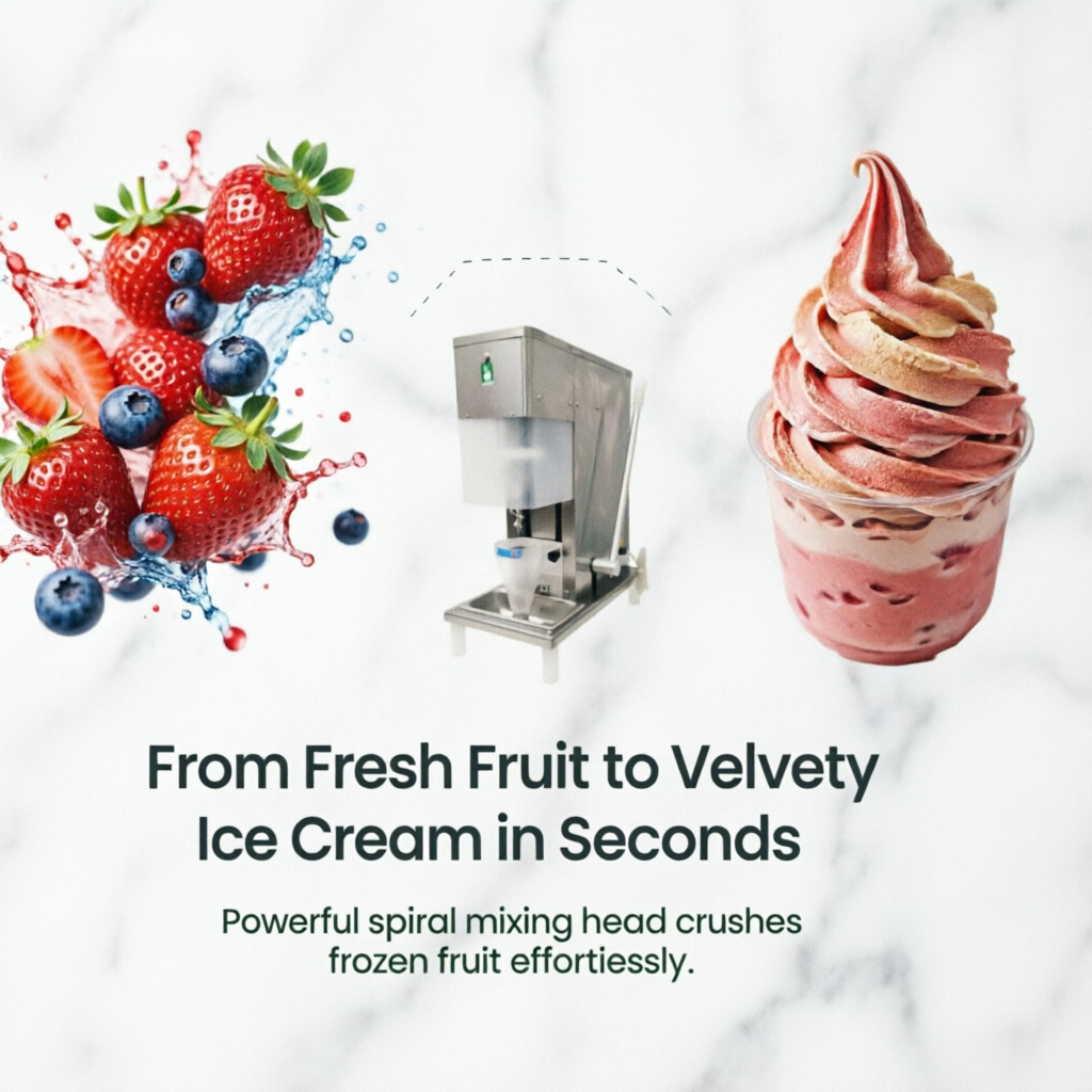 Fruit Ice Cream Machine Commercial Spiral Blender Mixer Easy Jet Wash w 2 Cups