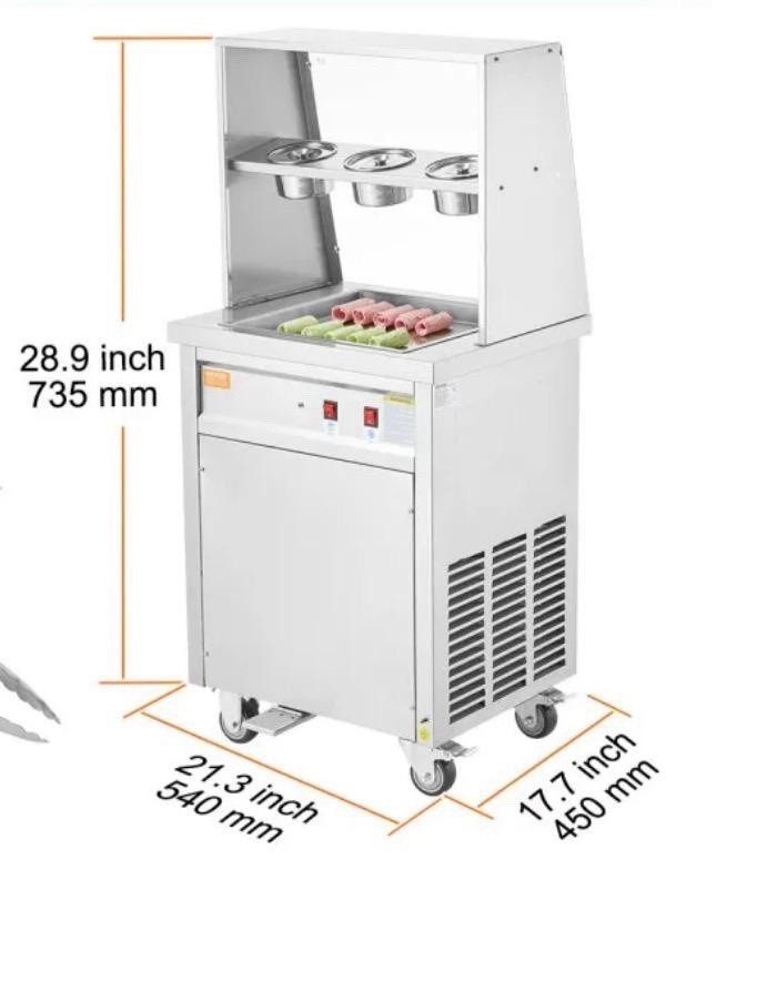 VEVOR Commercial Rolled Ice Cream Machine Single Pan, 1 Bucket CBJF-1DC-350