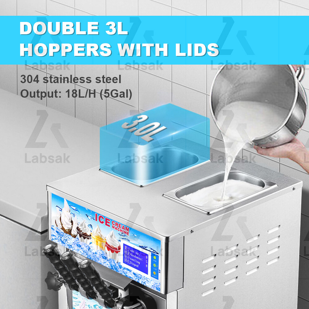 Soft Serve Ice Cream Machine Commercial Mix Flavor Soft Hard Ice Cream Cone