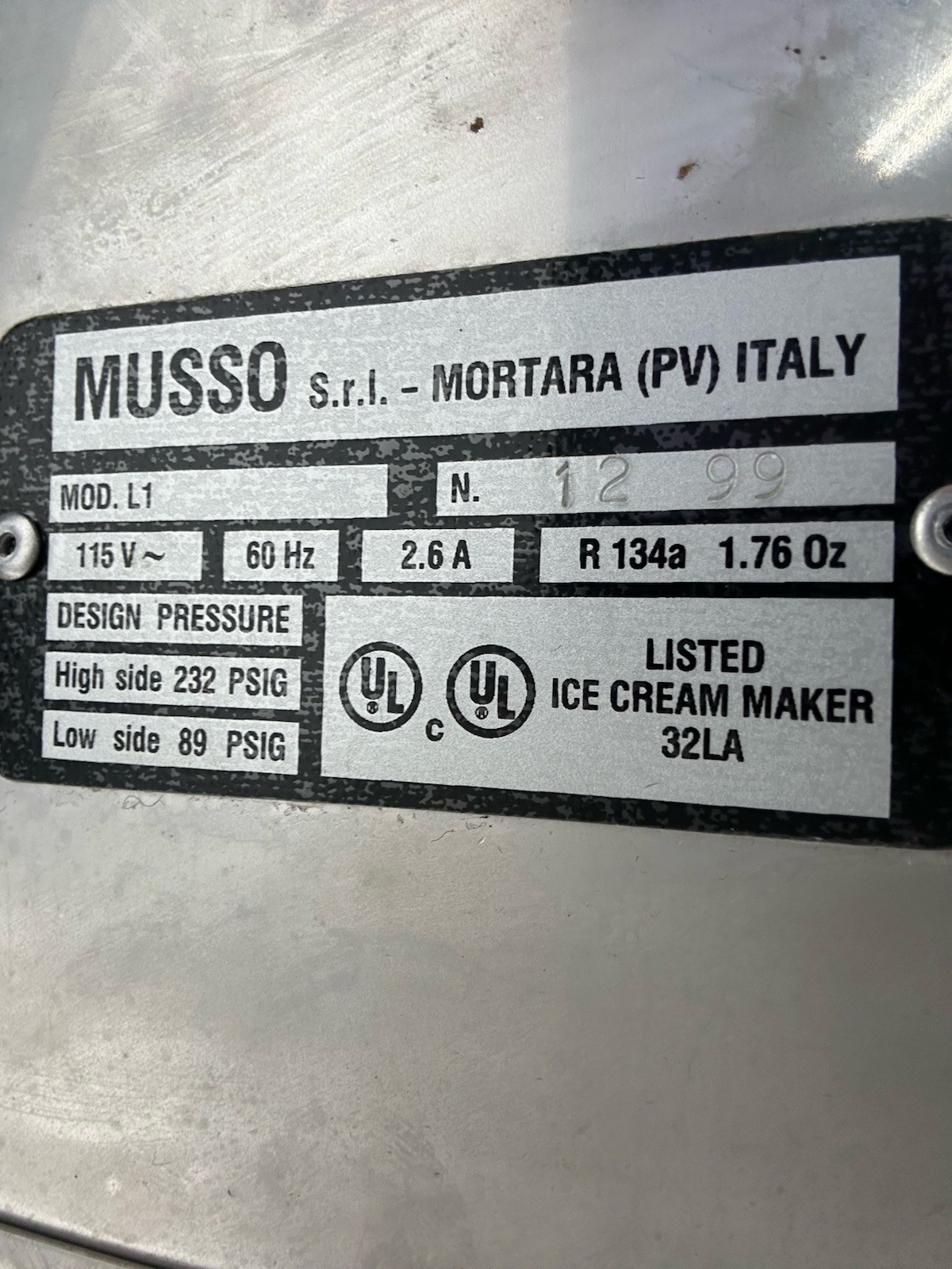 Used Musso Lussino L1 1.5 Quart Ice Cream Maker Made In Italy – Works Great