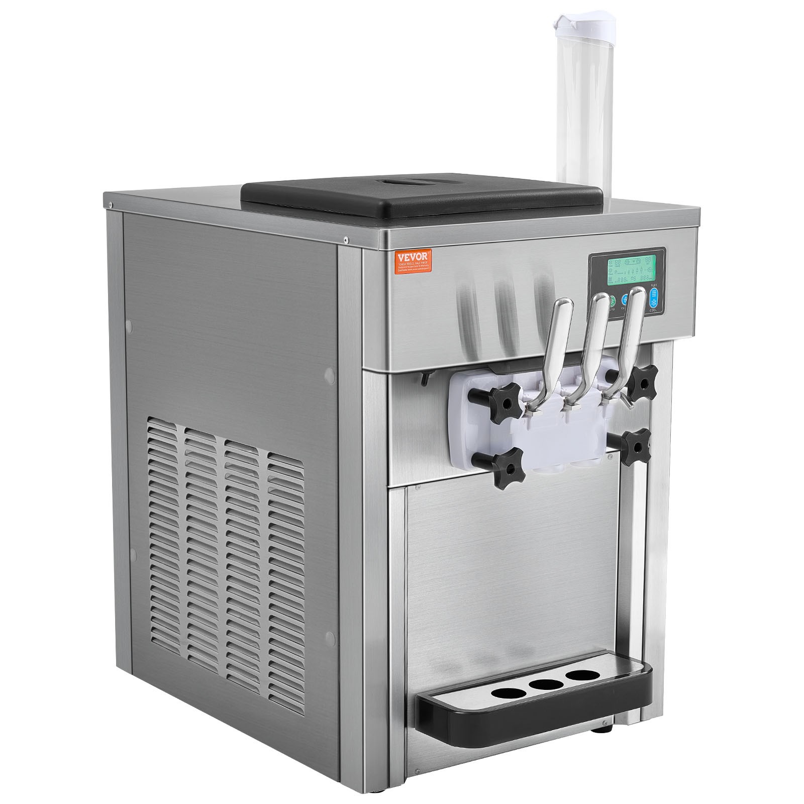 VEVOR Commercial Soft Serve Ice Cream Machine 20L/H Yield 3 Flavor Countertop