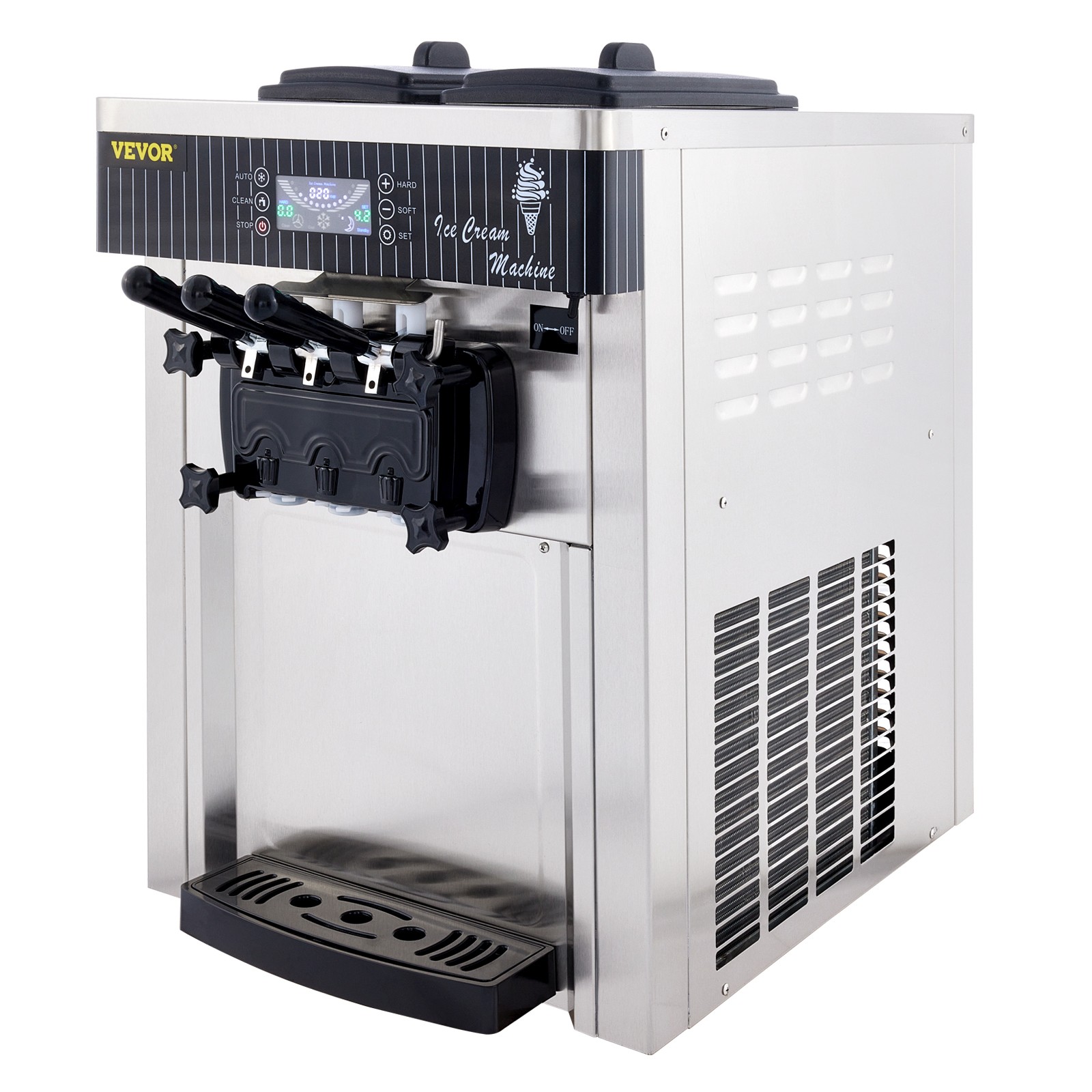 VEVOR Countertop Soft Ice Cream Machine Commercial 3 Flavors Ice Cream Maker