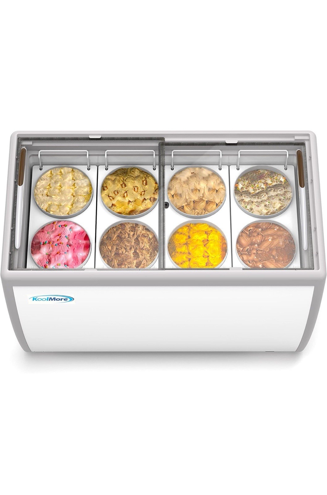 49 Inch Commercial Ice Cream Dipping Cabinet Display Case, 8 Large Displayed Tub