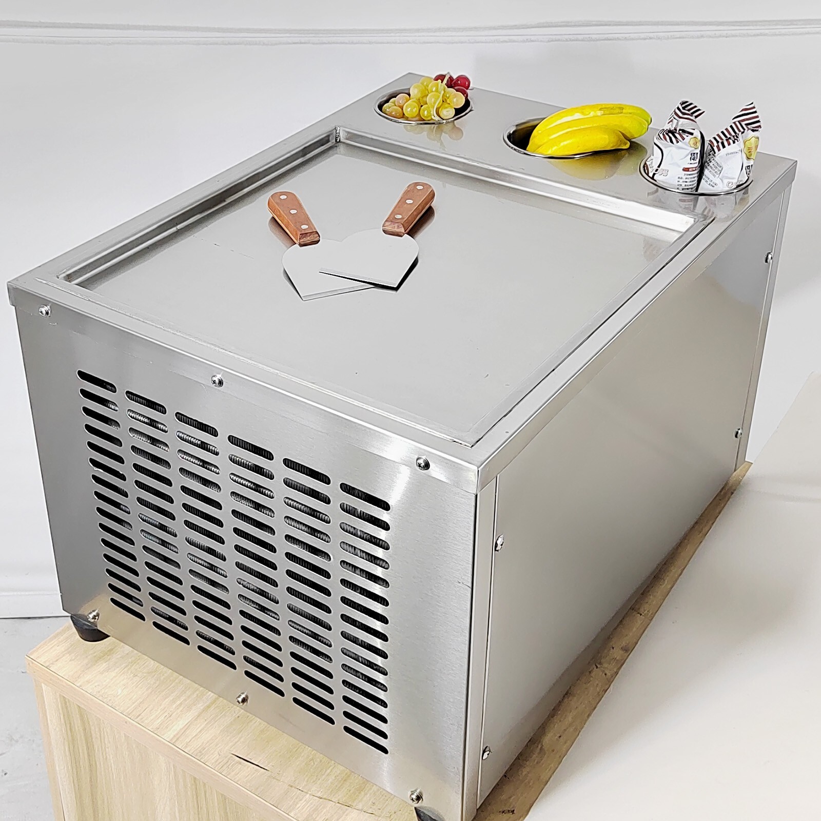 Kolice commercial 45x45cm fry ice cream machine, single square ice pan – 3 tank