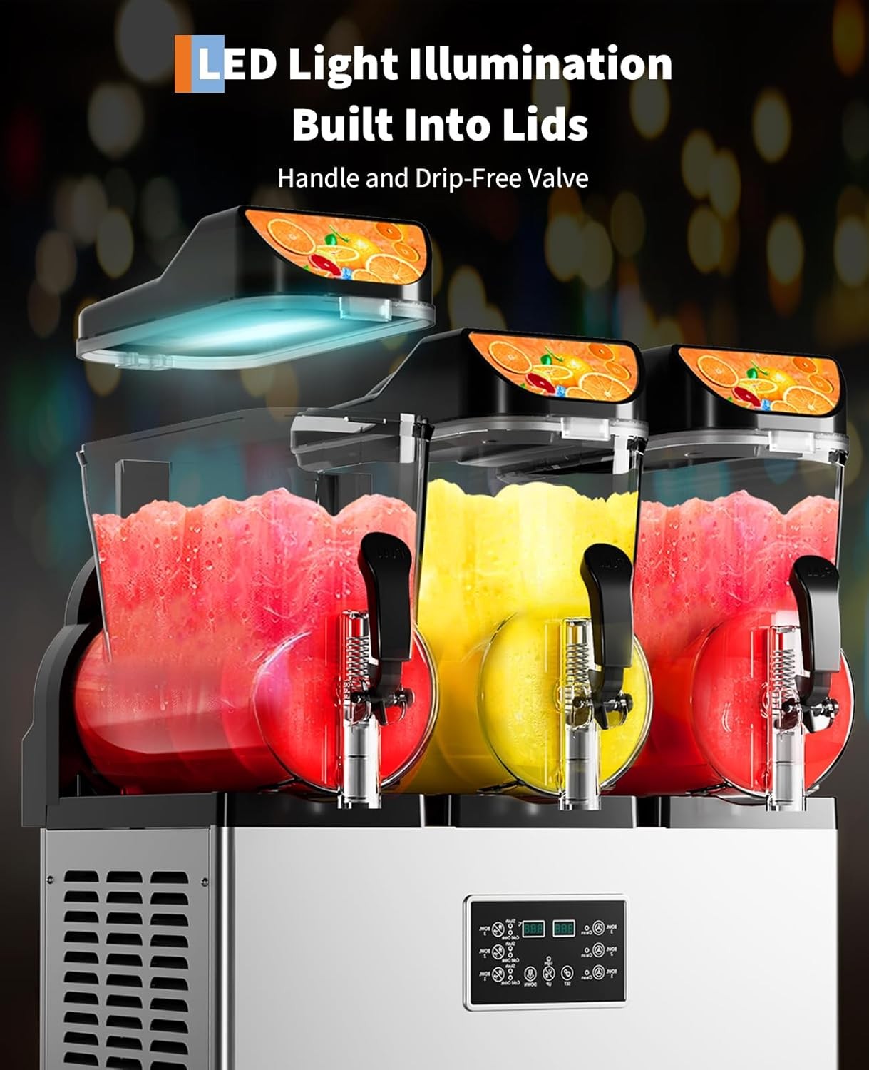 ⚡Commercial Slushy Machine 15L×3 Triple Tank, 45L Frozen Drink Machine, 180 Cups