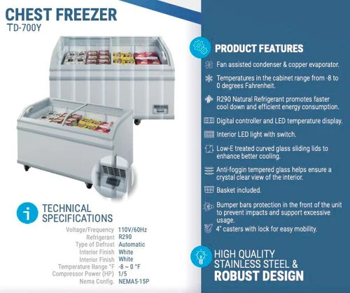 Chef AAA – 79″ Frozen Food or Ice Cream Chest Freezer (NEW)