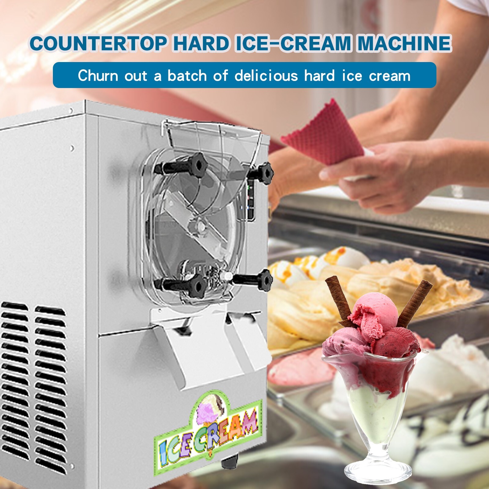 Countertop Mini Ice Cream Maker,Hard Ice Cream Machine,Gelato Ice Cream Machine