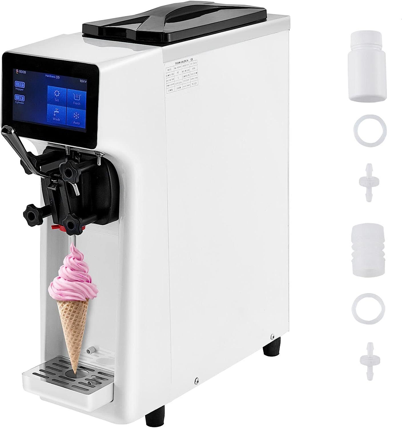 VEVOR Soft Serve Ice Cream Machine 10-20L/H Commercial Ice Cream Maker Tabletop