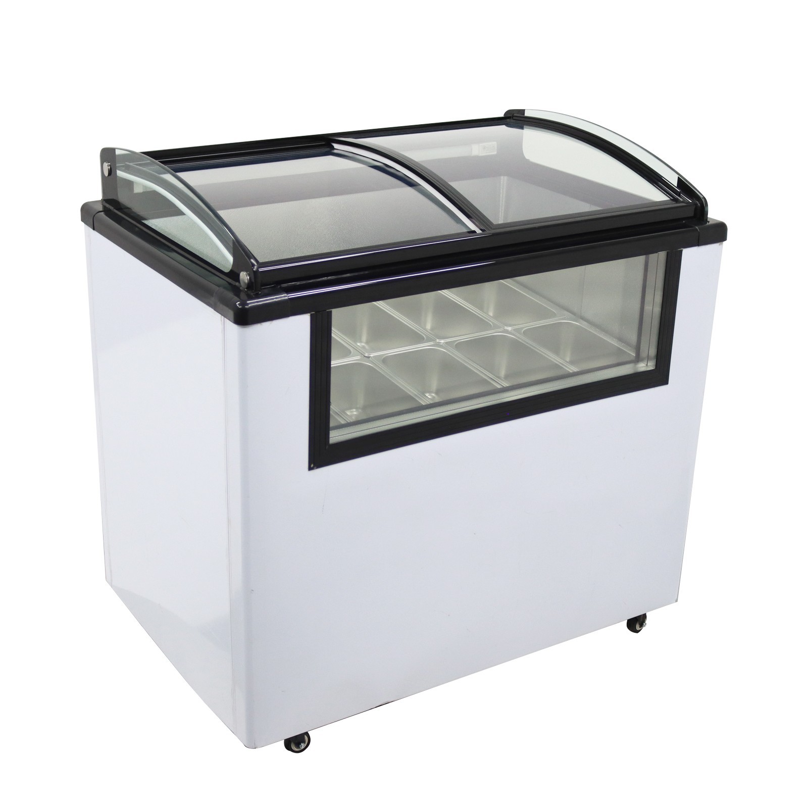 10 PAN Ice Cream Showcase Commercial Ice Cream Freezer with Wheels 110V 2.5L/Pan