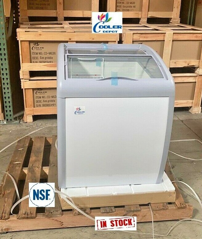 NEW 26″ Ice Cream Gelato Chest Freezer Refrigerator Top Glass Mini Bunker NSF