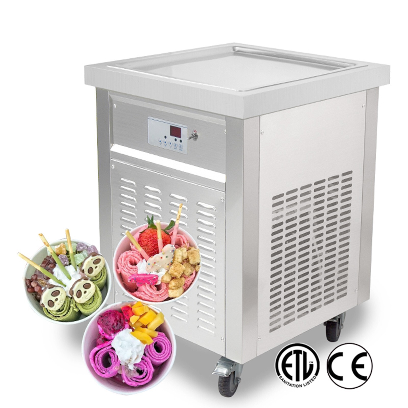 Commercial ETL 21”x21″ square pan roll ice cream machine fried ice cream maker