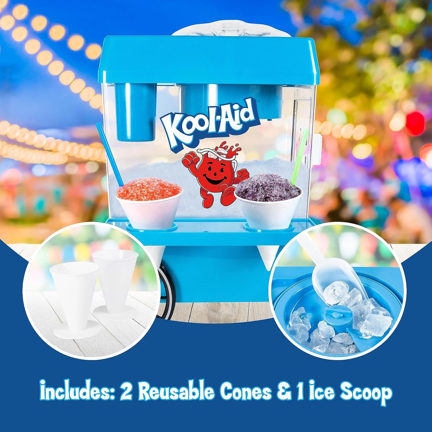 Nostalgia Kool-Aid Snow Cone Shaved Ice Machine – Retro Table-Top Slushie Machin
