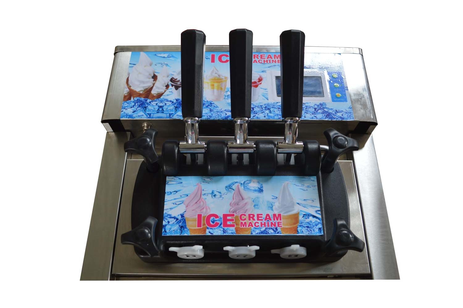 Commercial 110V Soft Serve Ice Cream Machine Countertop 3Flavor Ice Cream Maker