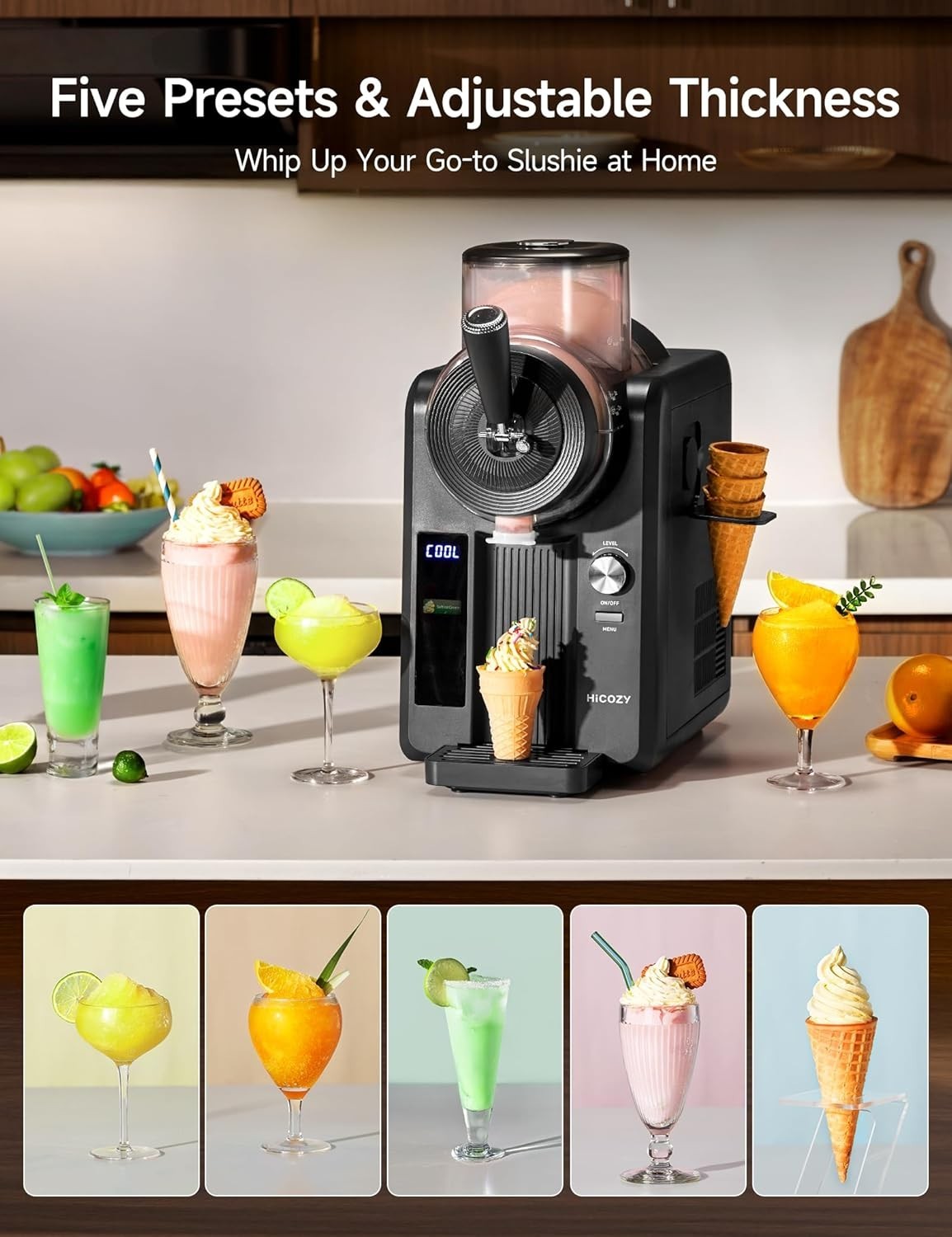 F3 Slushie Machine & Soft Serve Ice Cream Machine, No Ice Needed, Self-Cleani…