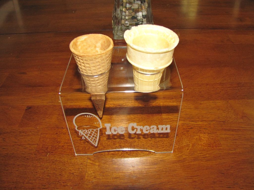 Engraved Acrylic Double Ice Cream Cone Holder Tray Display Stand Rack Wedding