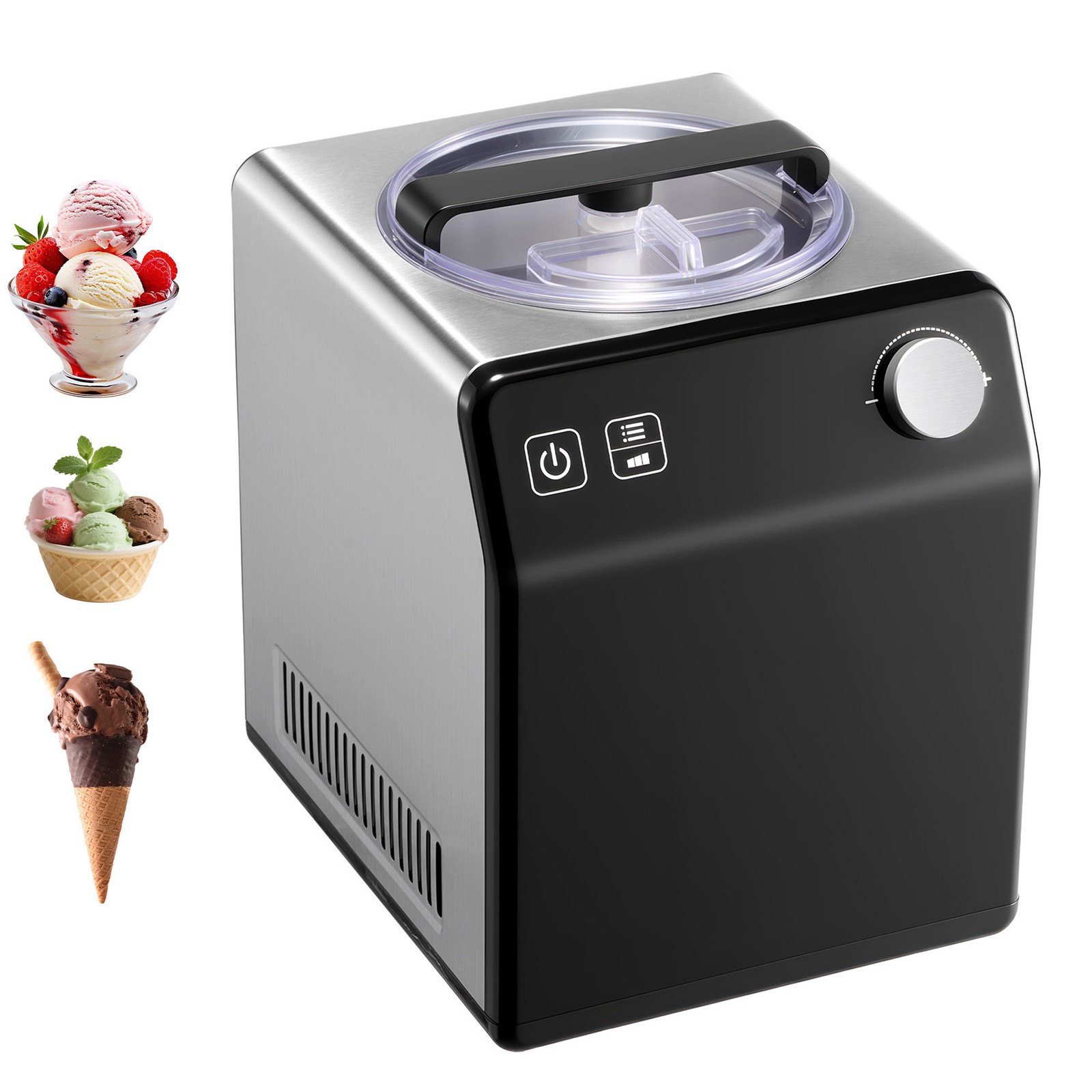 Uimoso 2 Quart Electric Ice Cream Maker Machine for Gelato and Yogurt DIY Black