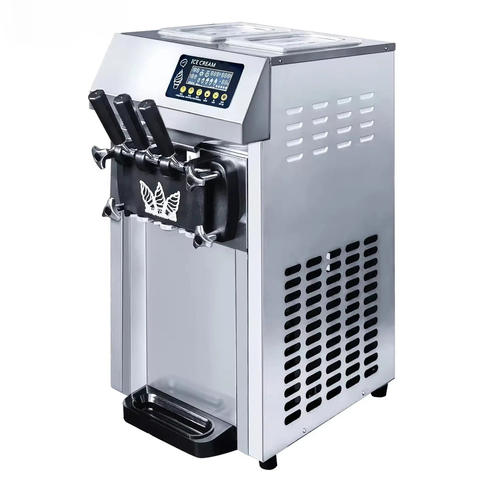 SIHAO 18-20L/h Commercial Ice Cream Machine Countertop Soft Serve Maker 3Flavors