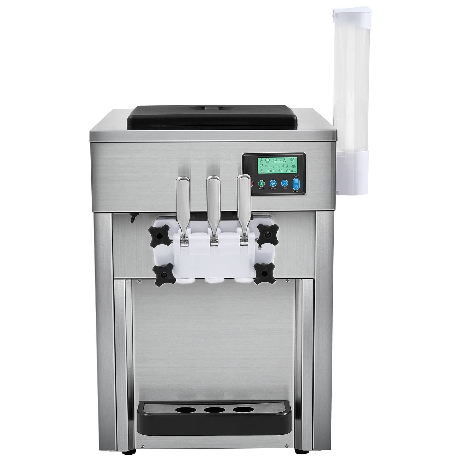 VEVOR Commercial Soft Serve Ice Cream Machine 20-28L/H Yield 3 Flavor Countertop