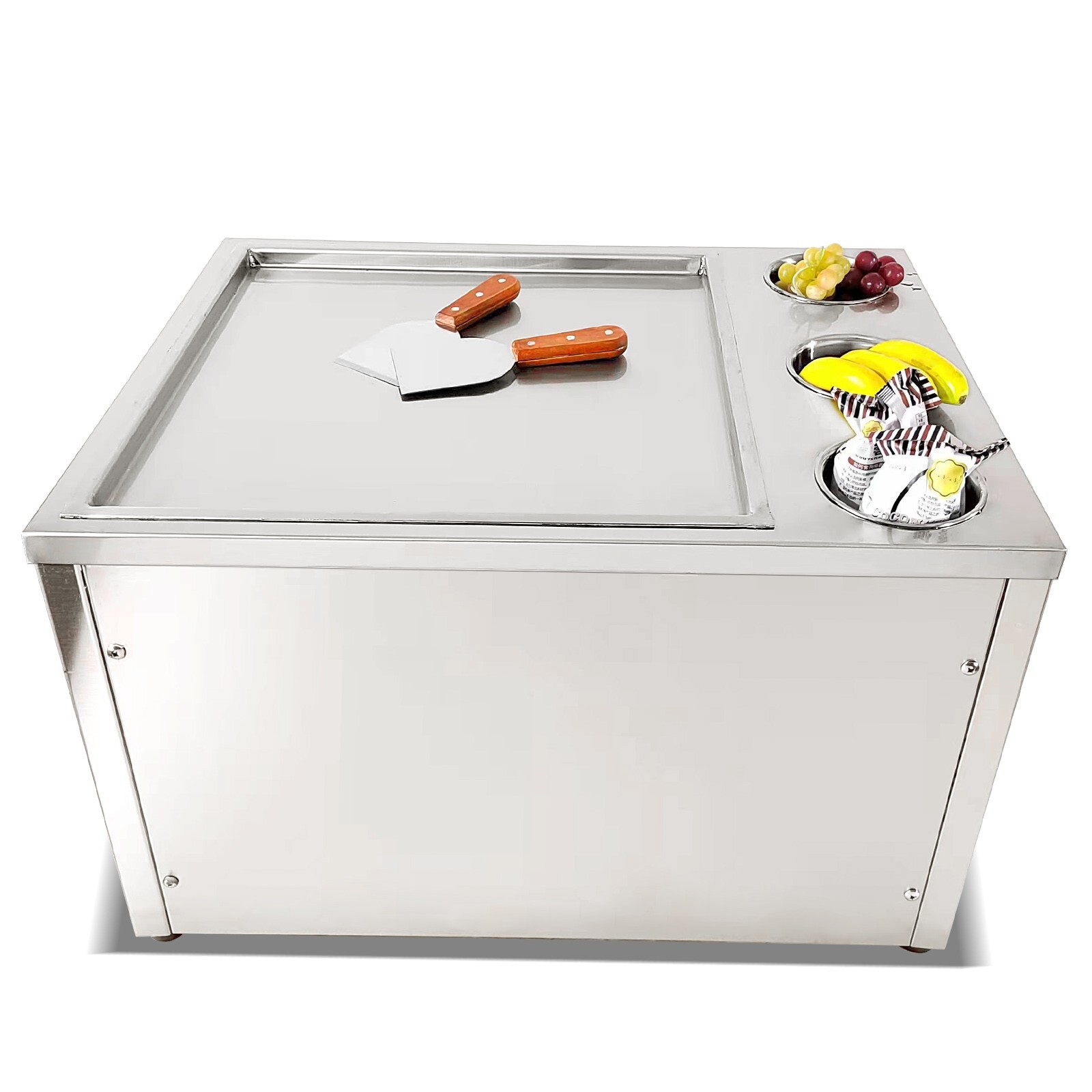Kolice commercial 45x45cm fry ice cream machine, single square ice pan – 3 tank