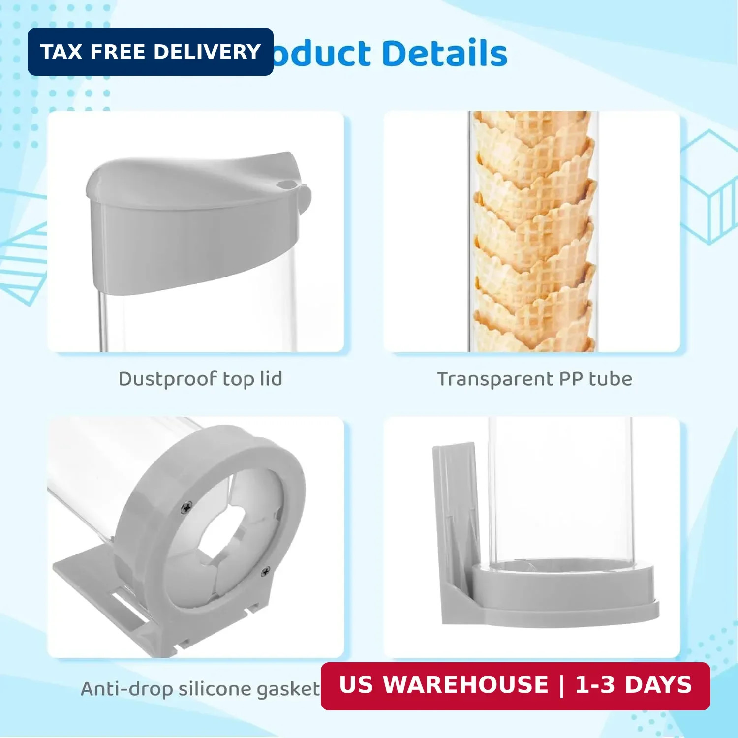 2PCS 16” Resturant Ice Cream Cone Dispenser (Commercial), Fit for Most Cone & W