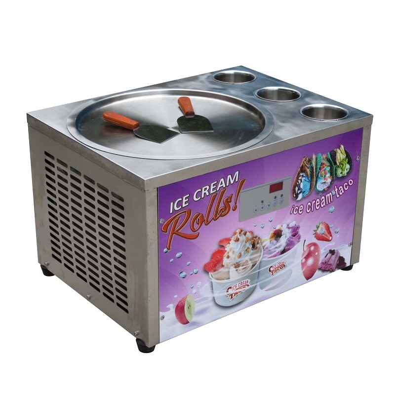 Kolice Countertop fried ice cream roll machine rolled ice cream with 3 buckets