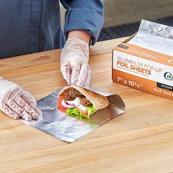 Choice 7″ x 10 3/4″ Food Service Interfolded Pop-Up Foil Sheets – 500/Box
