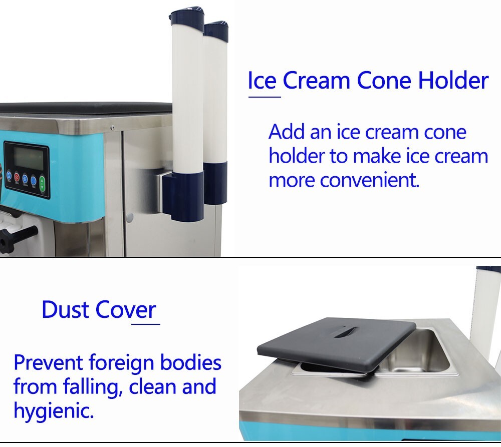 TECHTONGDA® Soft Serve Ice Cream Machine 20-30L/h Ice Cream Maker 6L/TankX2