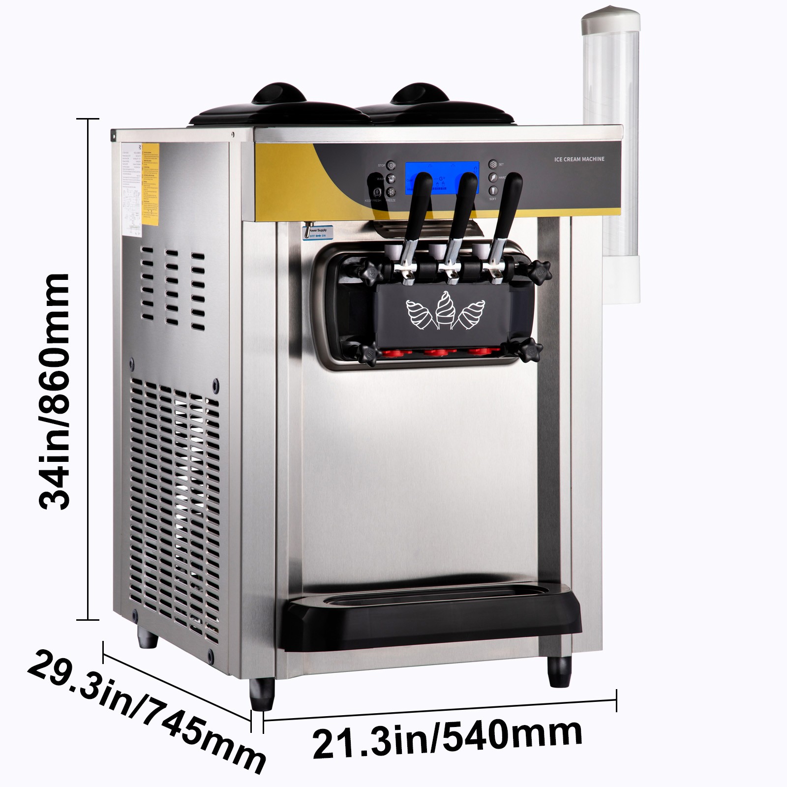 VEVOR Commercial Ice Cream Machine 22-30L/H 2200W Countertop Soft Serve Maker