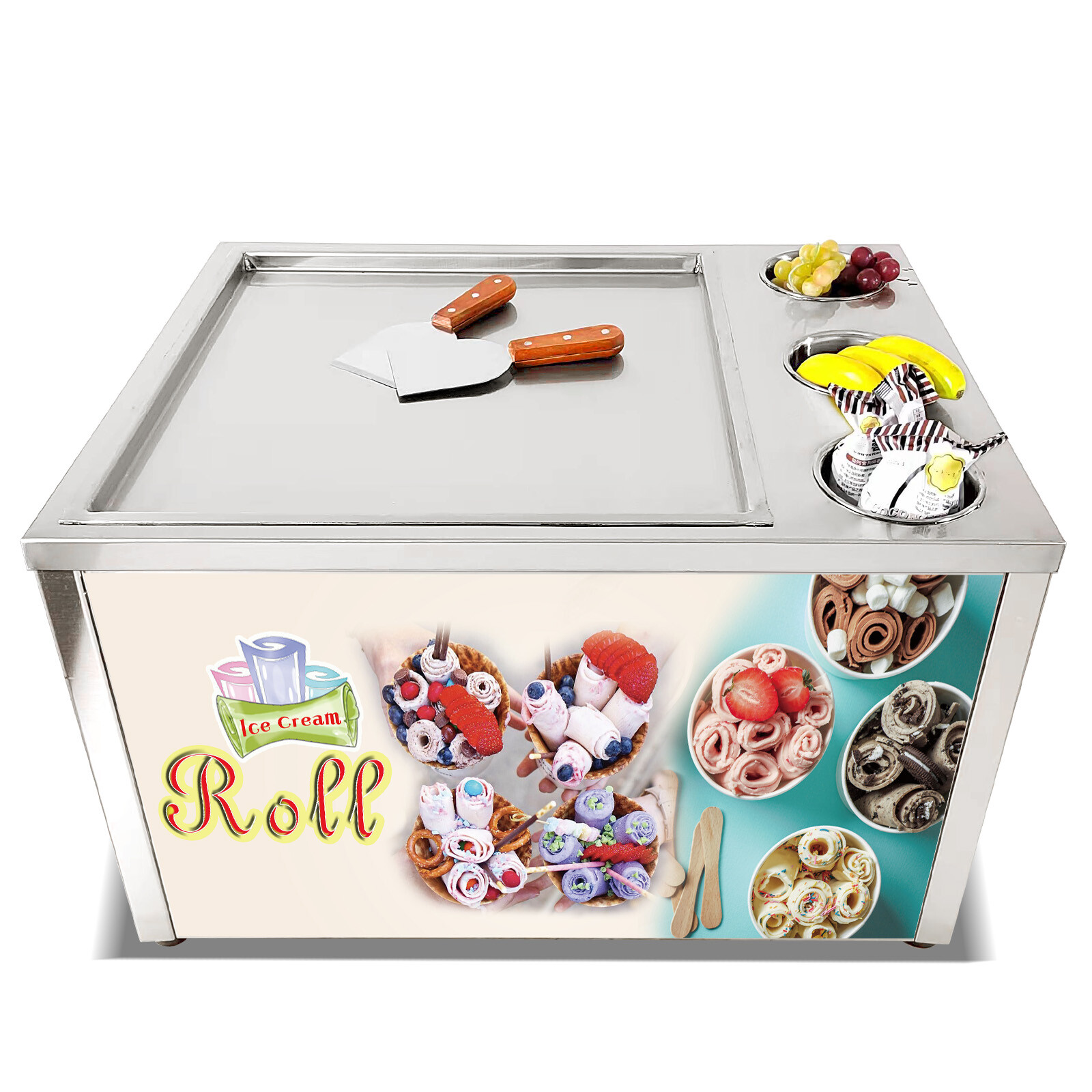 USA Kolice Countertop fry ice cream machine 18”x18” square pan with 3 tanks