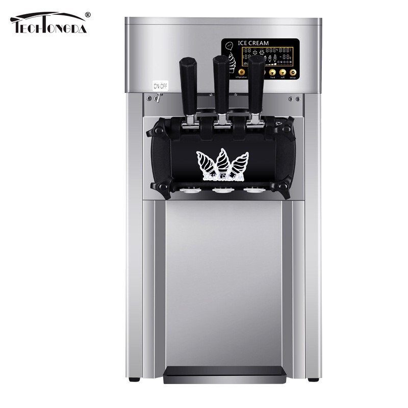 3 Flavor Soft Serve Ice Cream Machine Countertop 3.5L Two Hopper for Overnight