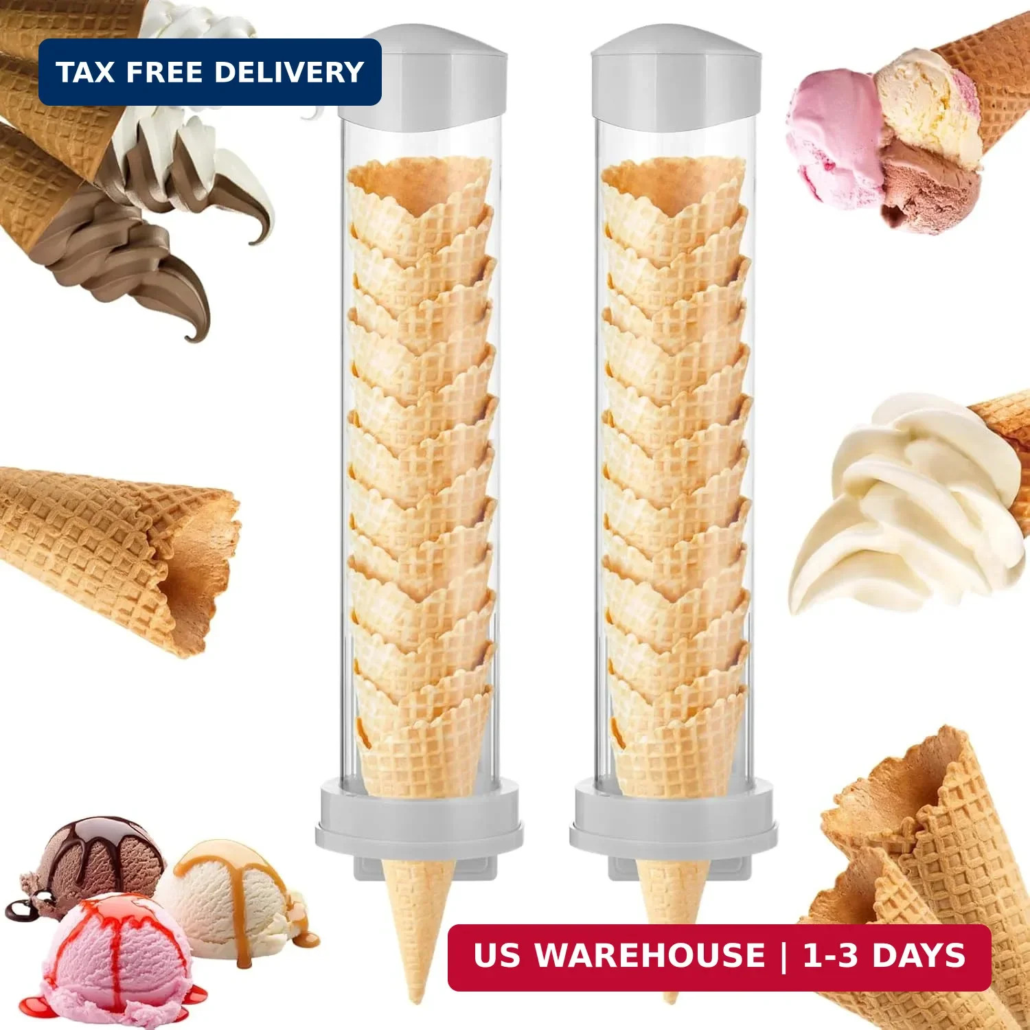 2PCS 16” Resturant Ice Cream Cone Dispenser (Commercial), Fit for Most Cone & W