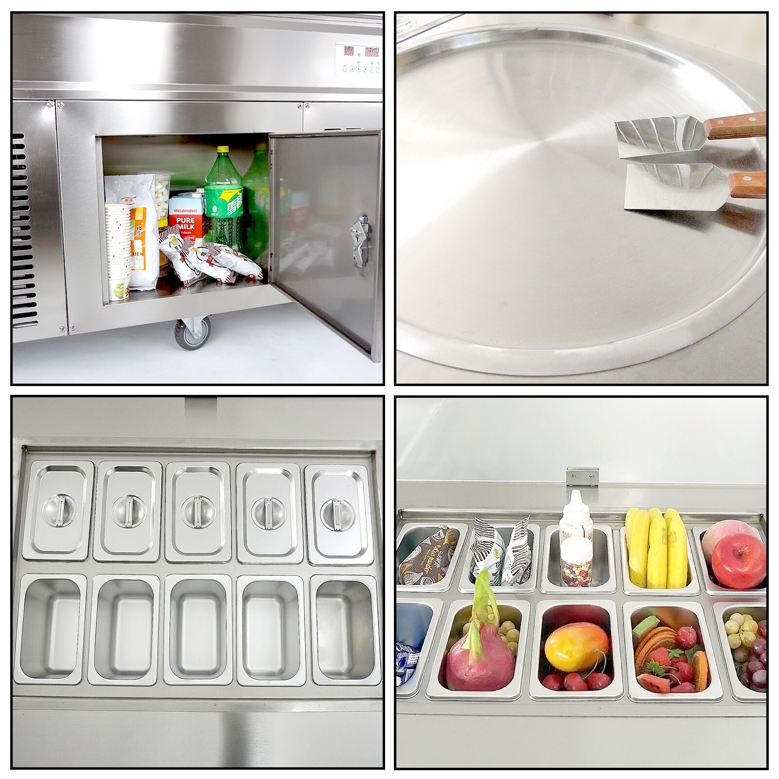 Commercial ETL fried ice cream machine double round pans-10pcs cooling tanks