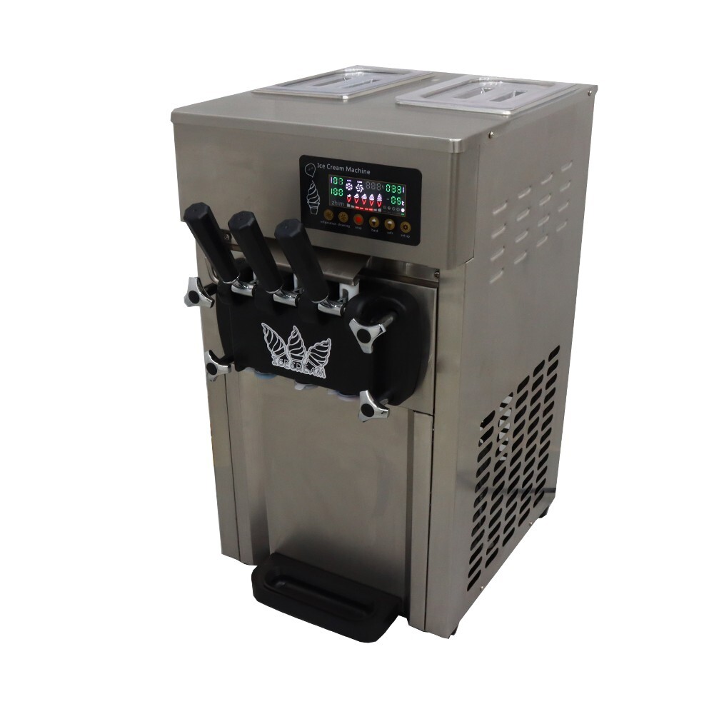 3 Flavors Soft Ice Cream Machine Ice Cream Maker 110V 1200W LED Panel 16-18L/H