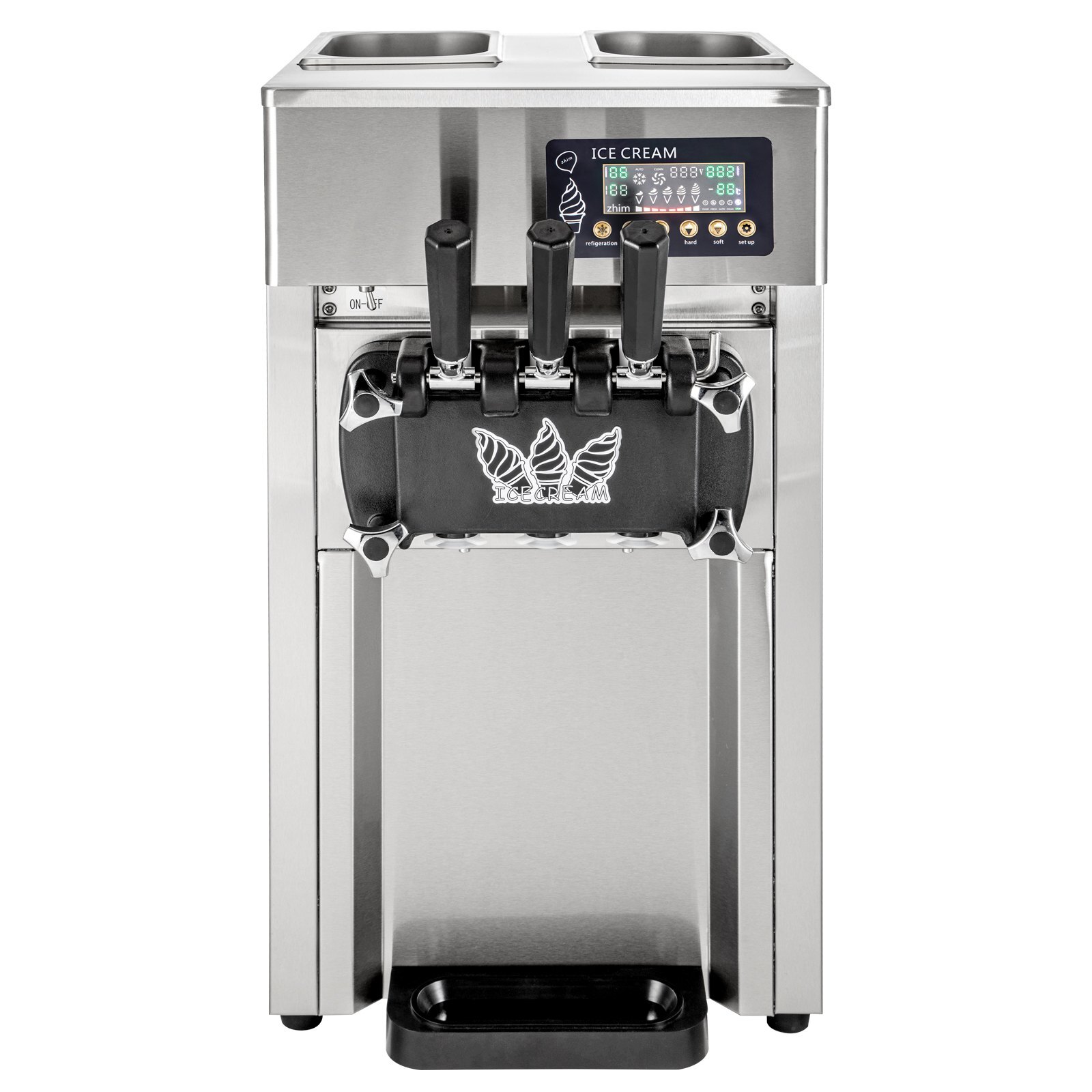 SIHAO Countertop 1200W 2+1Flavor Soft Serve5Gal/H LCD Ice Cream Machine Maker