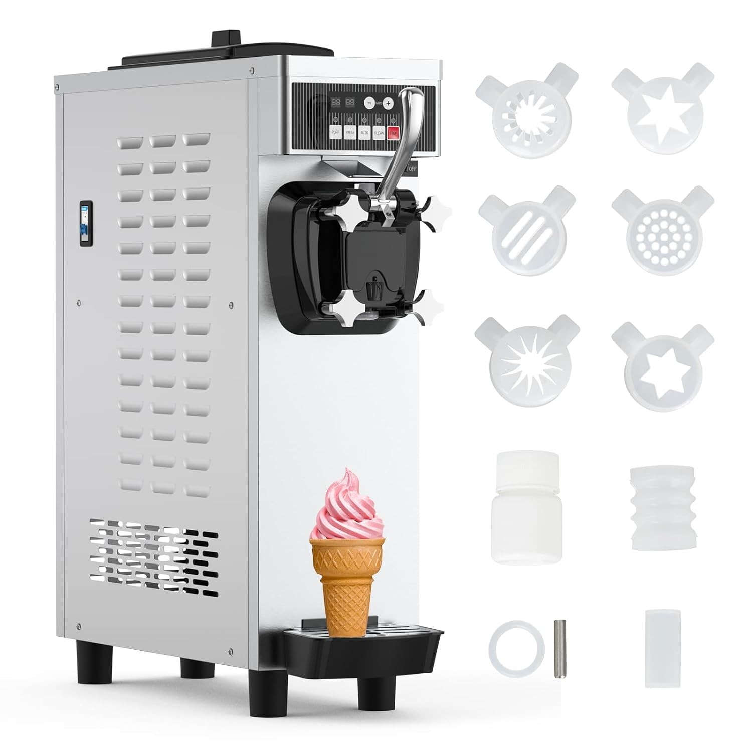 ✅1200W Countertop Soft Serve Ice Cream Yogurt Machine with 7L Hoppers &1.8L Cyli