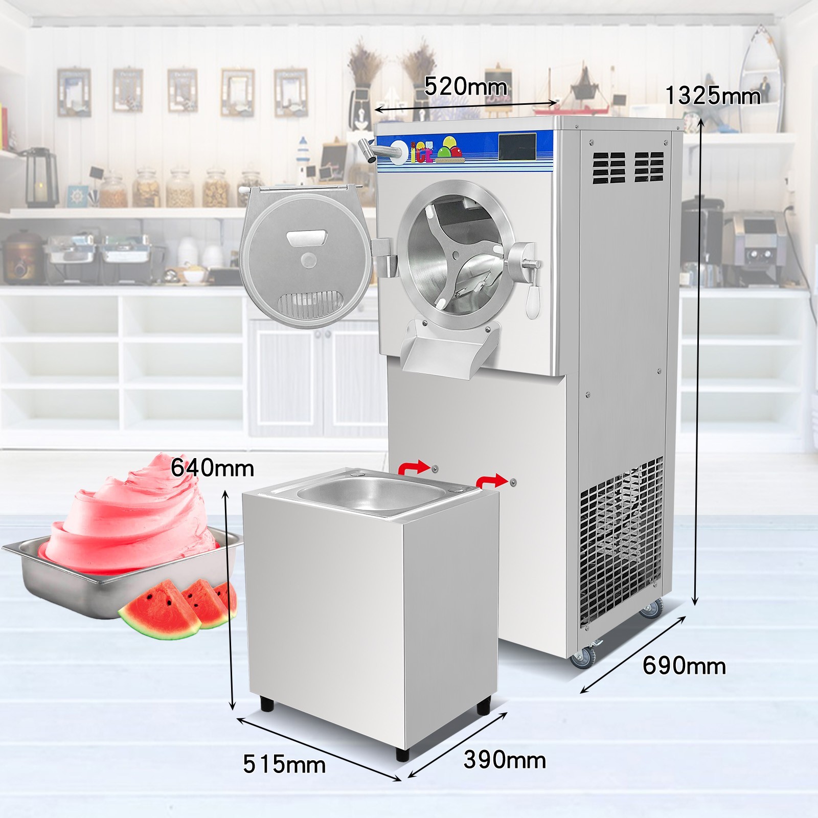 Kolice Commercial Water Cooling Sorbettos Hard Ice Cream Machine 15-18gal/Hour