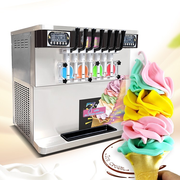 Kolice ETL Commercial Countertop 7 Flavors Soft Serve Ice Cream Maker Machine