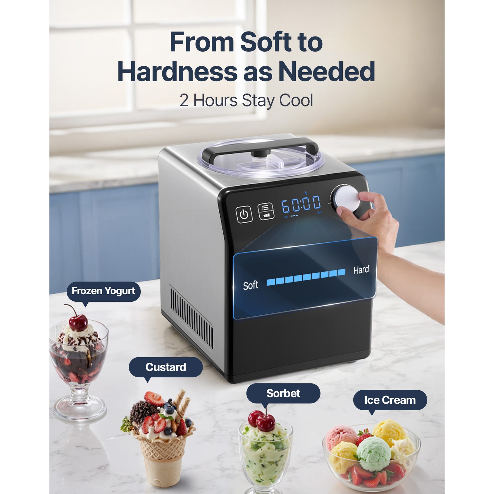 Uimoso 2 Quart Electric Ice Cream Maker Machine for Gelato and Yogurt DIY Black