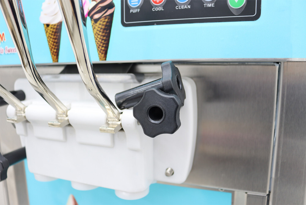 Vertical 3-Head Soft Ice Cream Machine 110V Double 6L Hopper 20-30L/h Output