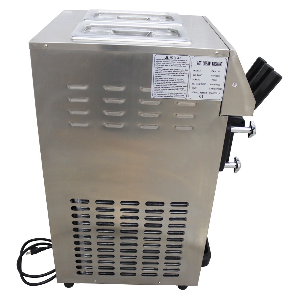 110V Tabletop 3 Flavors Soft Serve Ice Cream Maker Pre-cooling Double Cylinders