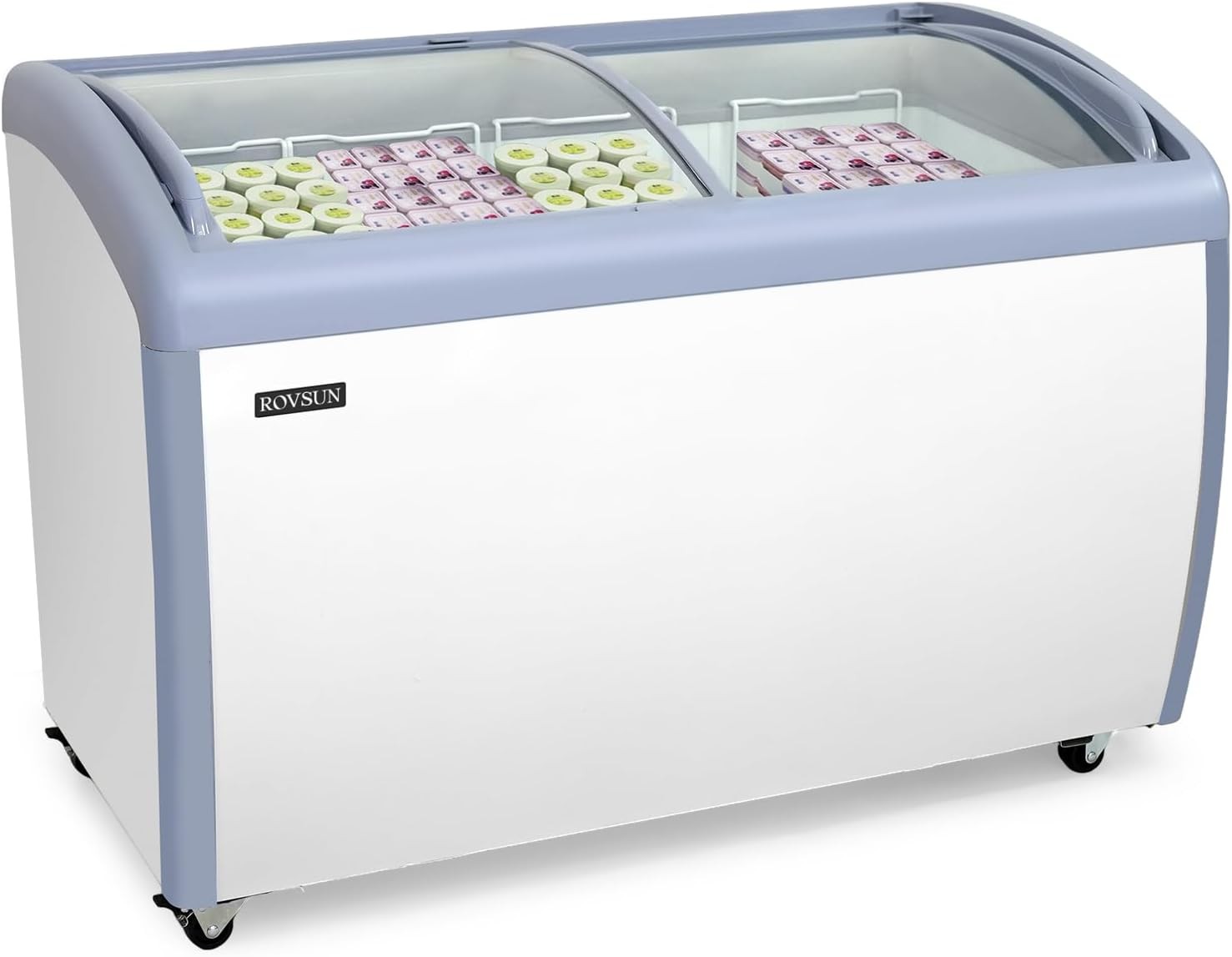 12.7Cu.Ft Commercial Ice Cream Freezer, with 4 Removable Baskets Lockable Wheels