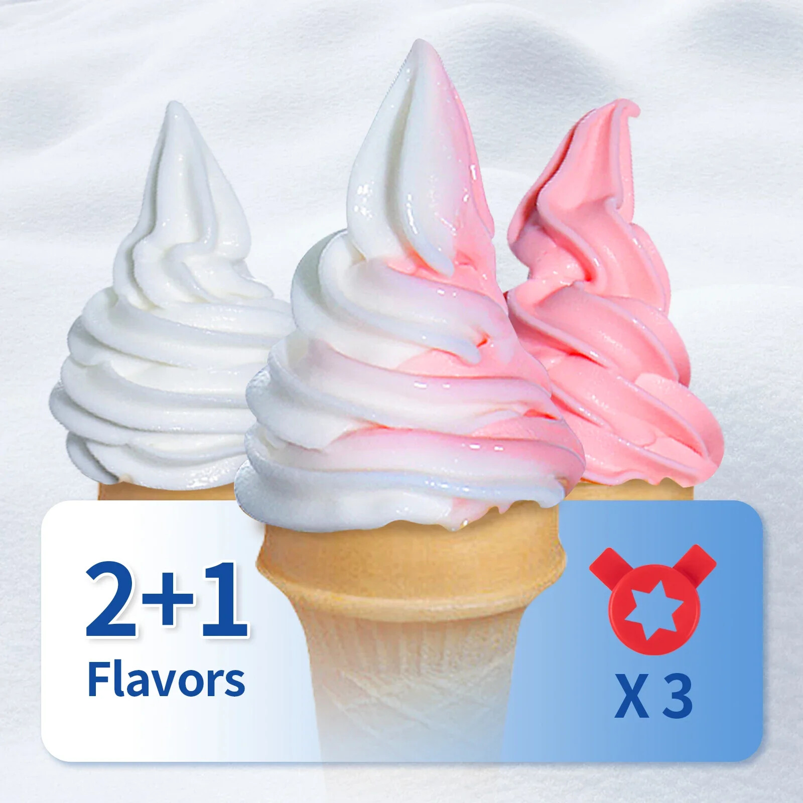 VEVOR 18-20L/h Commercial Ice Cream Machine Countertop Soft Serve Maker 3Flavors
