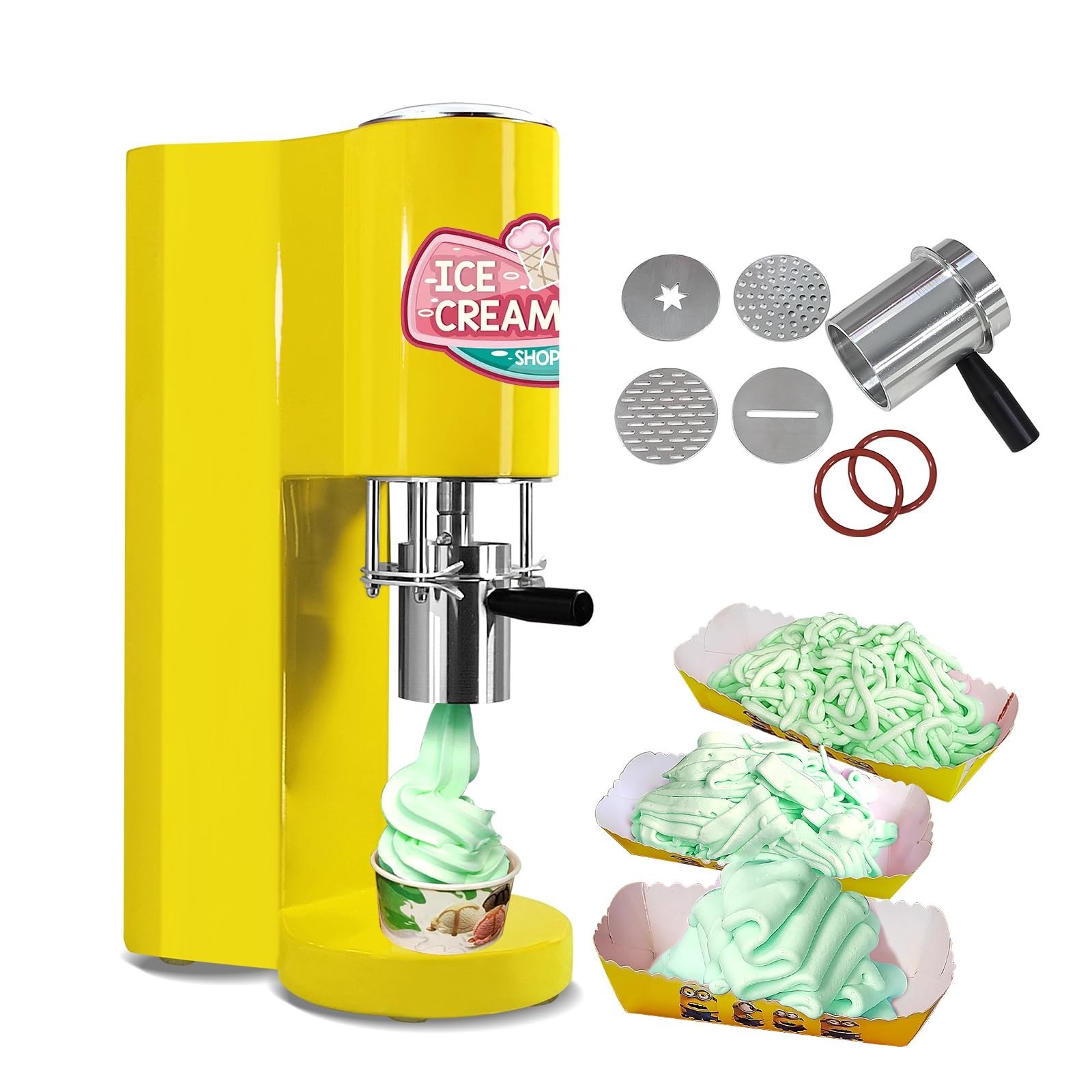 Kolice Frozen Yogurt Mixing Machine Spaghetti Press Ice Cream Noodel Shape Press