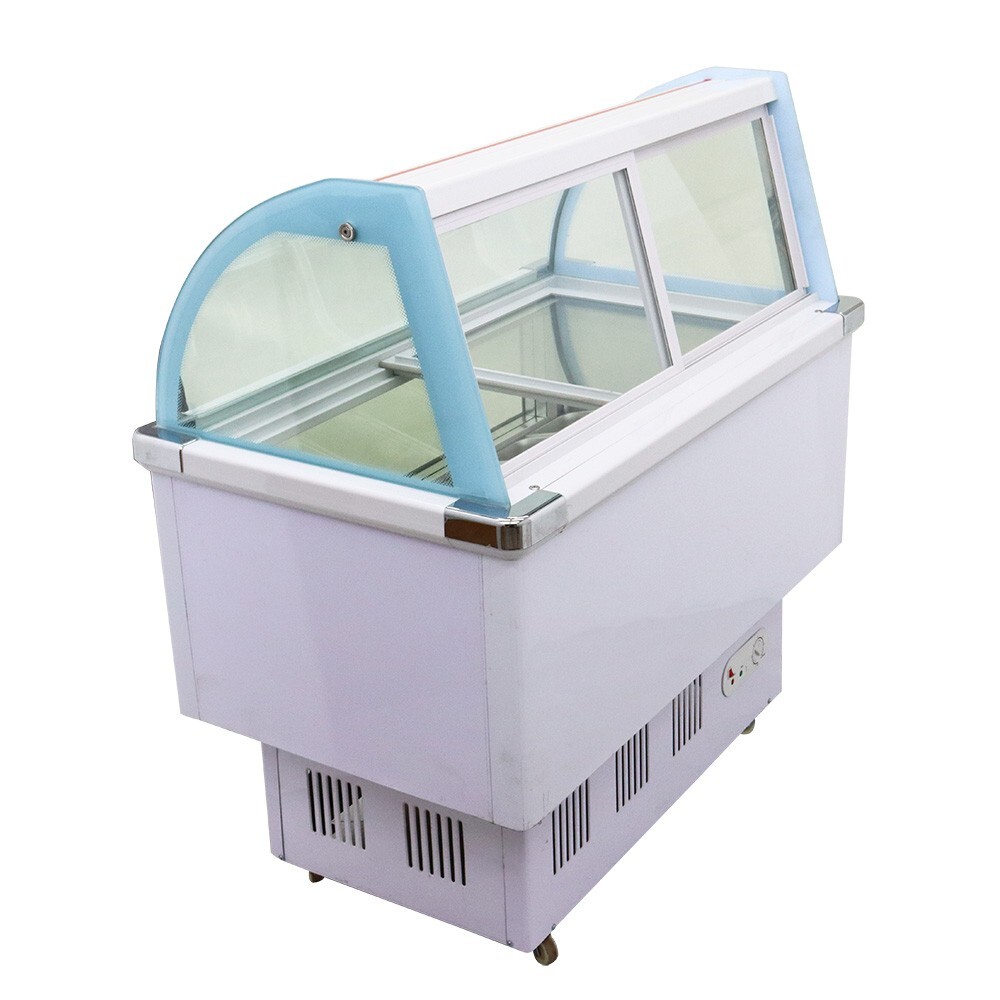 12 PAN Hard Ice Cream Freezer Showcase Gelato Display Refrigerator220V LED Light