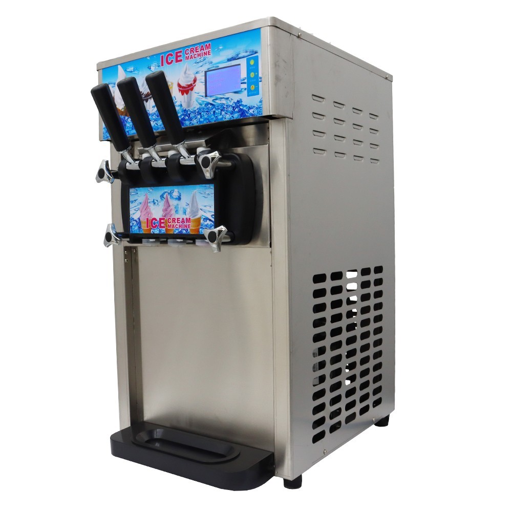 Commercial Soft Ice Cream Machine Powered Soft Ice Cream Maker 16-18L/H 3 Flavor