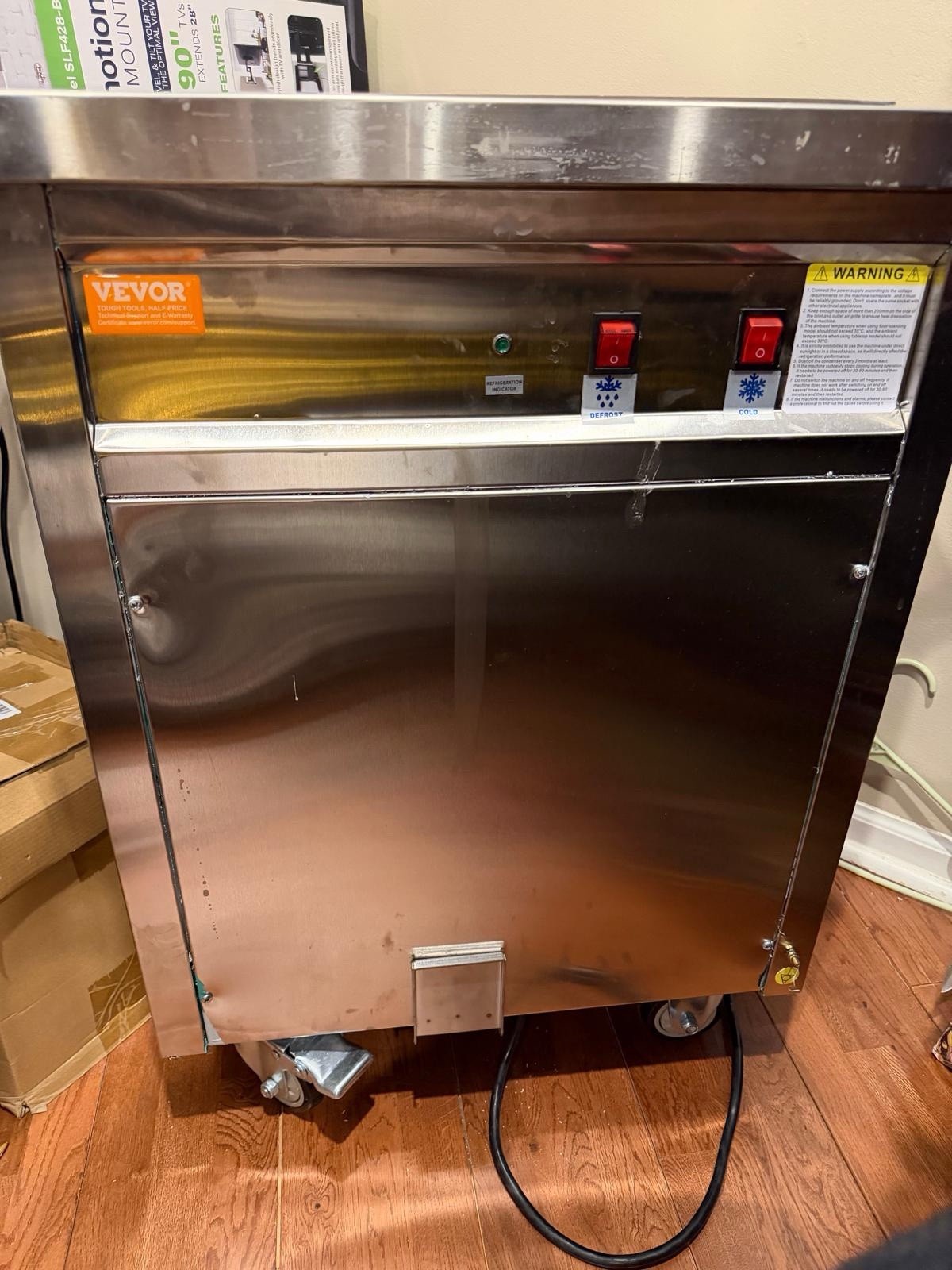 VEVOR Commercial Rolled Ice Cream Machine Single Pan, 1 Bucket CBJF-1DC-350