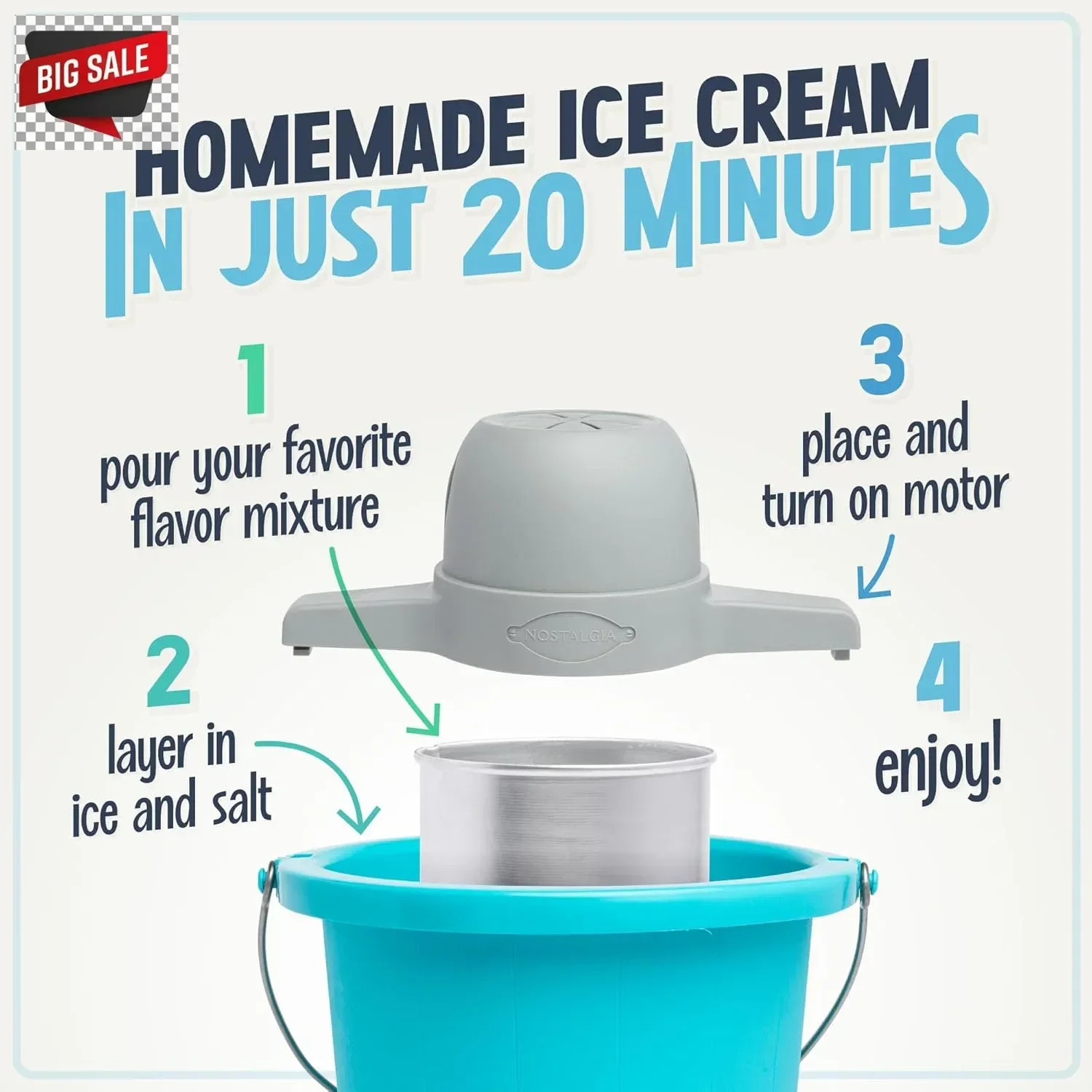 Nostalgia Electric Ice Cream Maker – Old Fashioned Soft Serve Ice Cream Machine