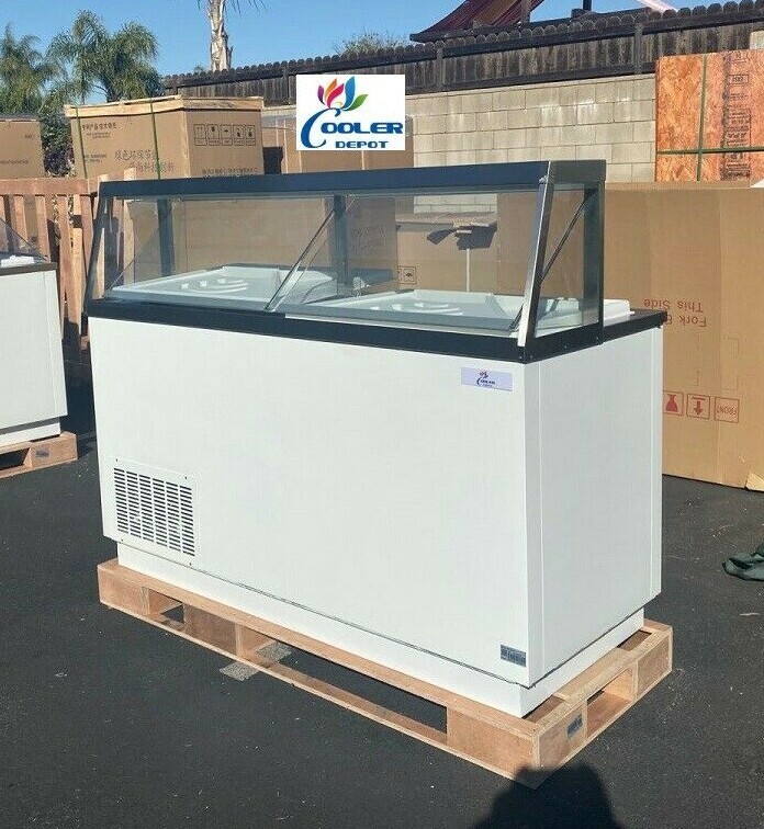 NEW 68″ Ice Cream Gelato 12 Tub Freezer Top Glass Nice Modern Display NSF ETL